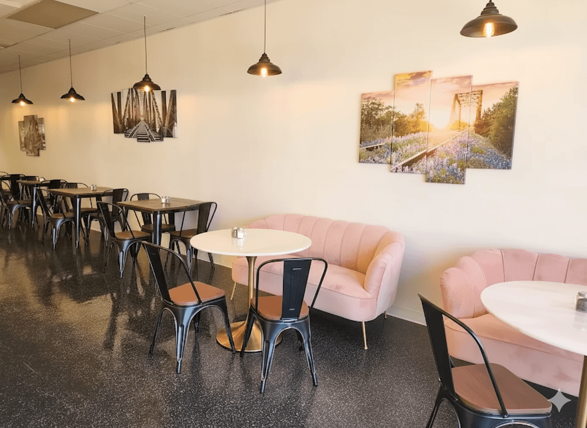 Cozy seating area inside Caffeine Station